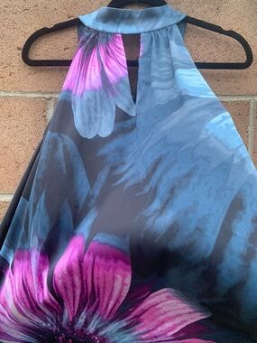 INC International Concepts Teal and Purple Floral Halter Tank